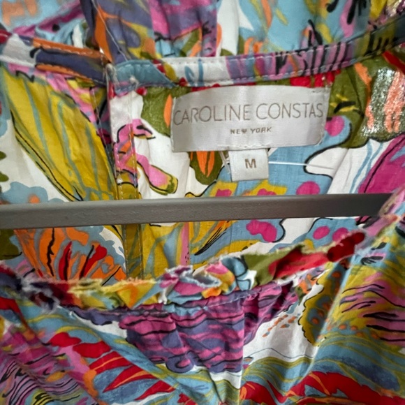 Caroline Constas Red Pink Ruffled A-line Sundress - Picture 3 of 12